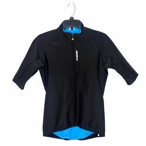 Giant Diversion Short Sleeve Full Zip Jersey Sz M Black Blue Cycling Biking